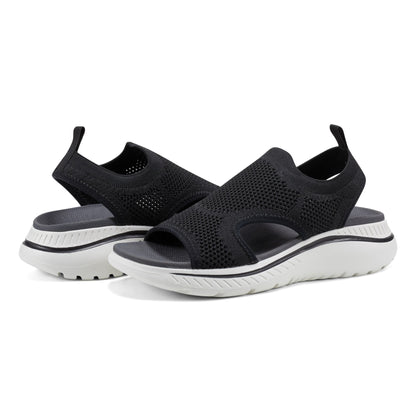 Easy Spirit Alma Slip On Wedge Sandals - Black