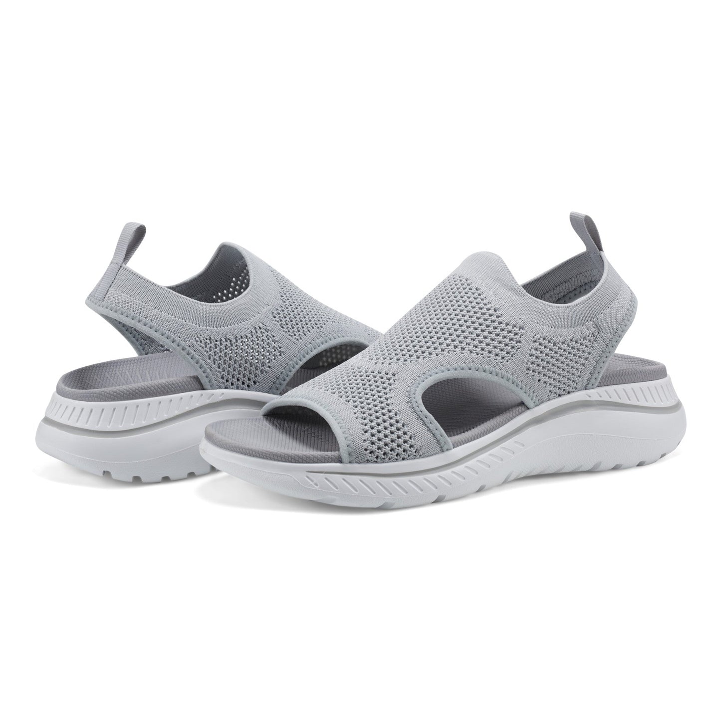 Easy Spirit Alma Slip On Wedge Sandals - Medium Grey