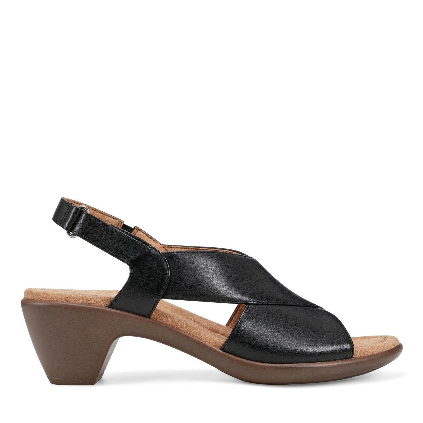 Easy Spirit Chantal Casual Heeled Sandals - Black Leather