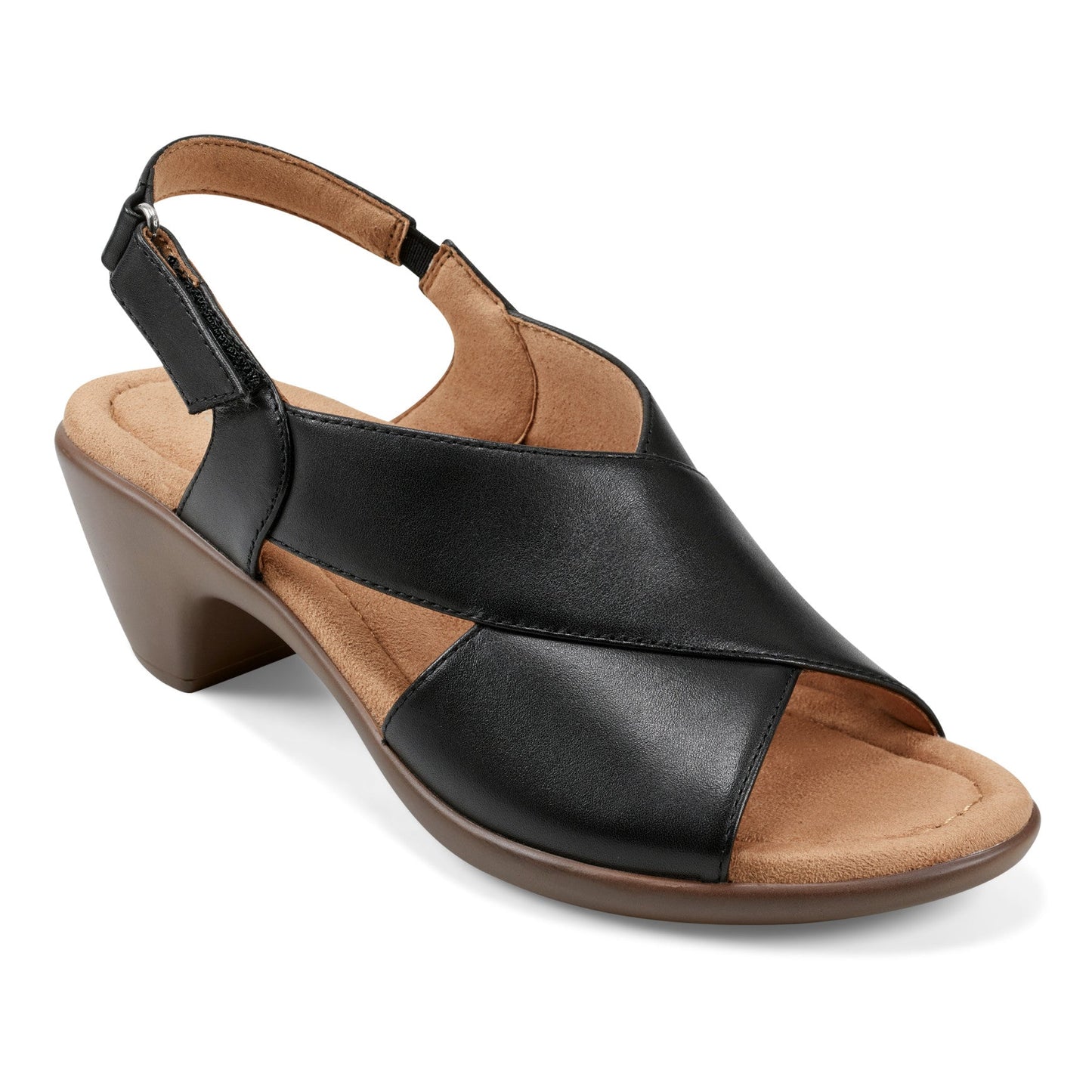 Easy Spirit Chantal Casual Heeled Sandals - Black Leather