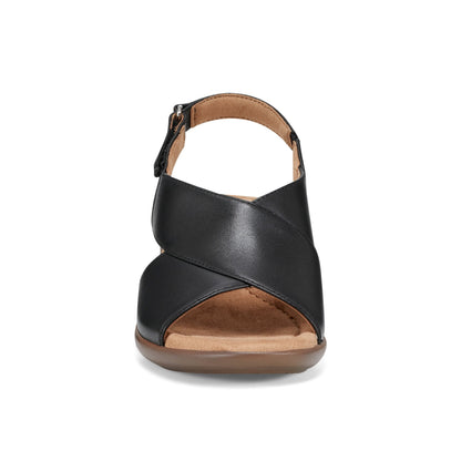 Easy Spirit Chantal Casual Heeled Sandals - Black Leather