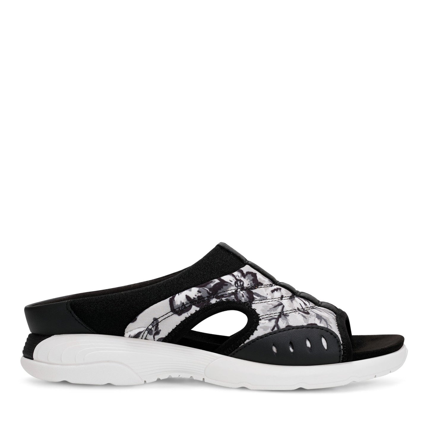 Easy Spirit Traciee Slip On Sandals - Black and White Floral