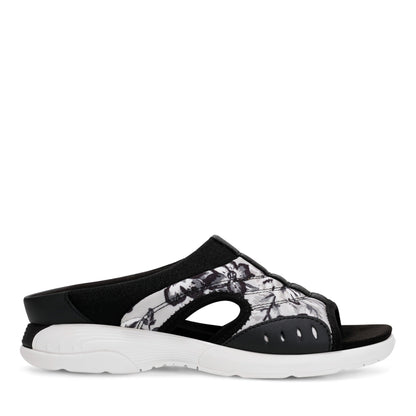 Easy Spirit Traciee Slip On Sandals - Black and White Floral