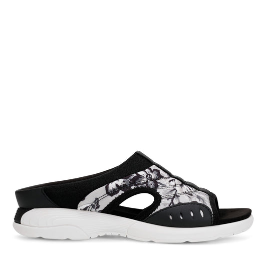 Easy Spirit Traciee Slip On Sandals - Black and White Floral