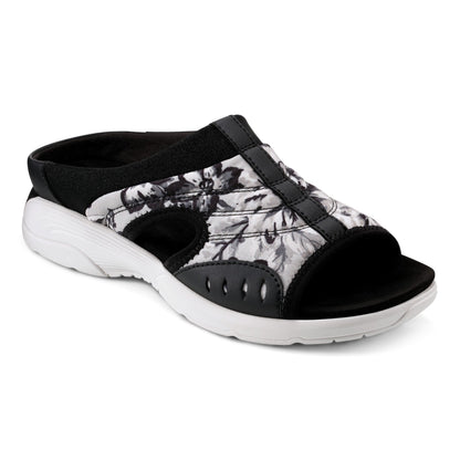 Easy Spirit Traciee Slip On Sandals - Black and White Floral