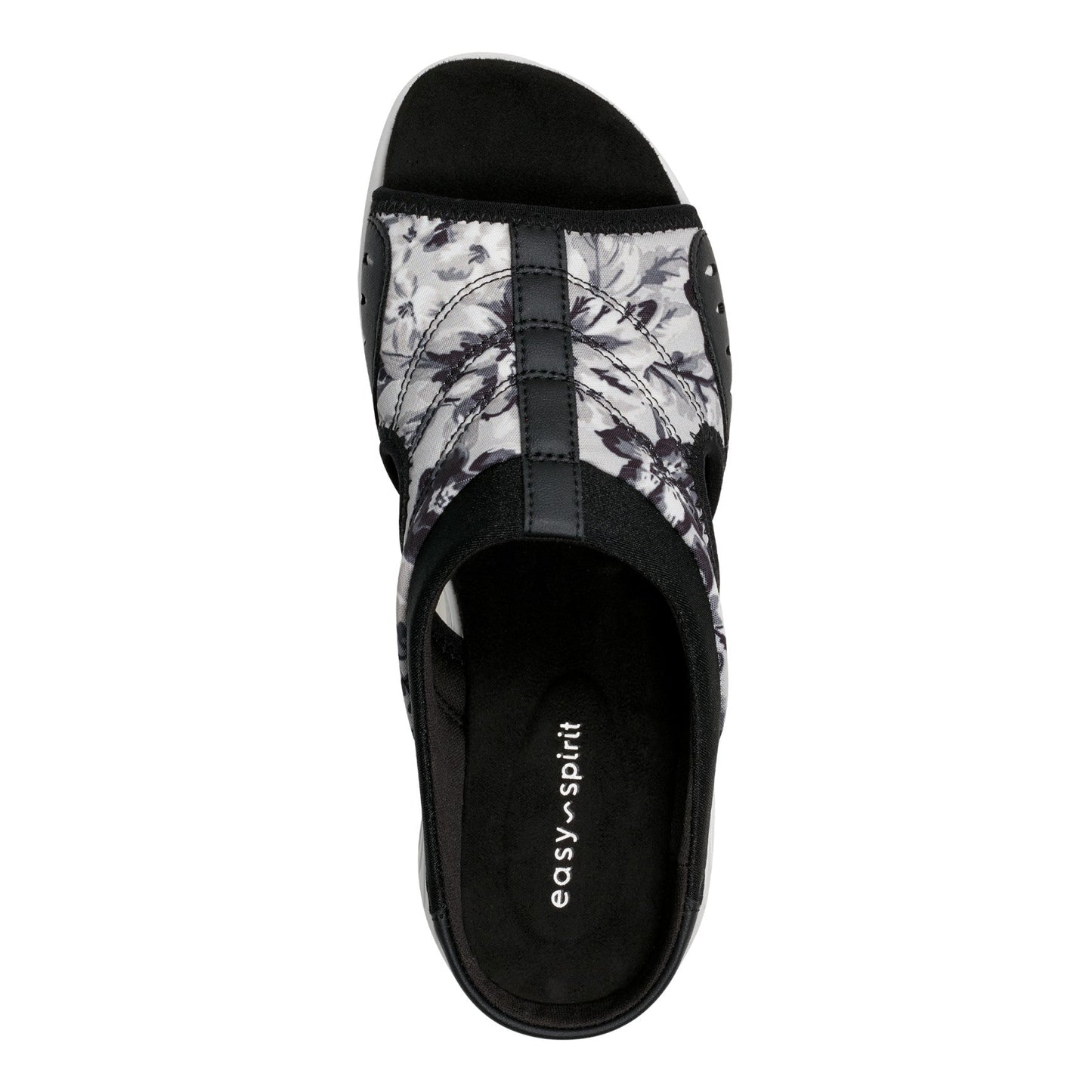 Easy Spirit Traciee Slip On Sandals - Black and White Floral