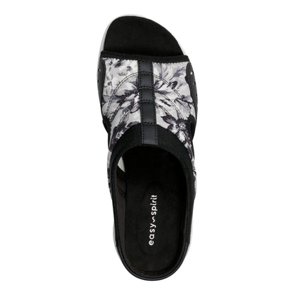 Easy Spirit Traciee Slip On Sandals - Black and White Floral