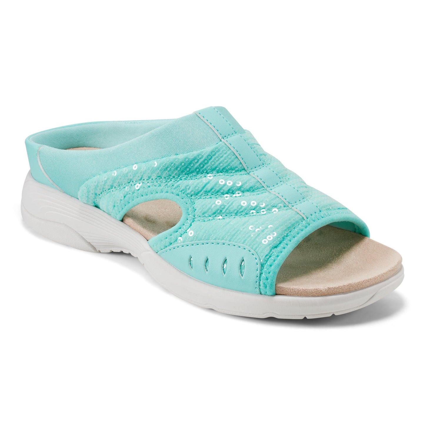 Easy Spirit Traciee Slip On Sandals - Teal Sequin