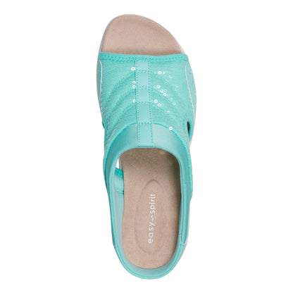 Easy Spirit Traciee Slip On Sandals - Teal Sequin
