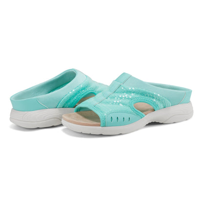Easy Spirit Traciee Slip On Sandals - Teal Sequin