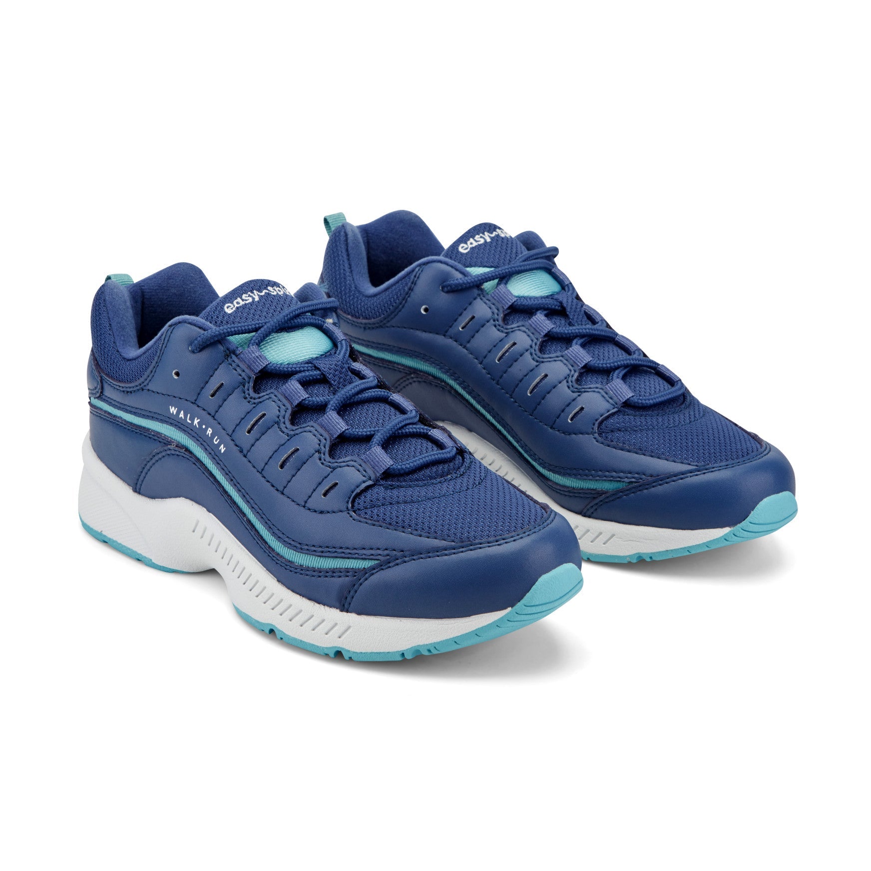 Easy Spirit Romy Walking Shoes - Navy/Light Blue Leather