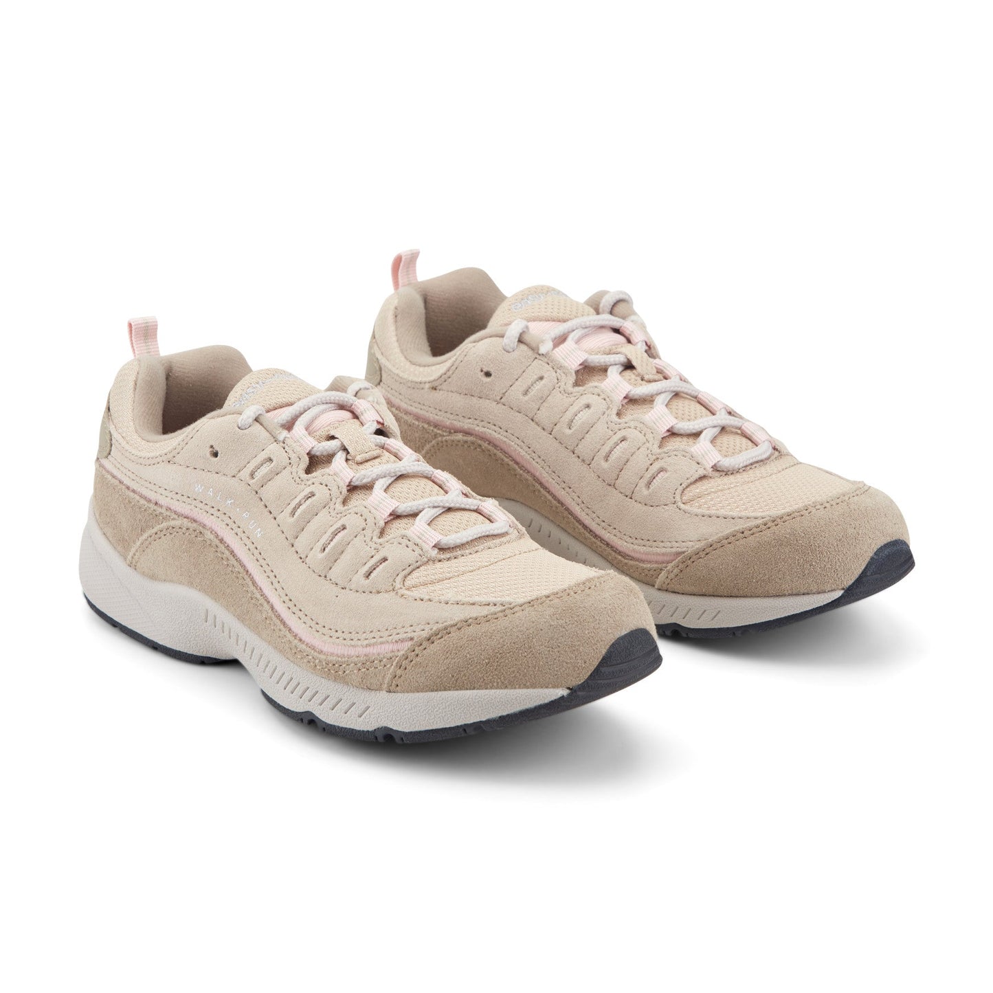 Easy Spirit Romy Walking Shoes - Natural/Pink Suede
