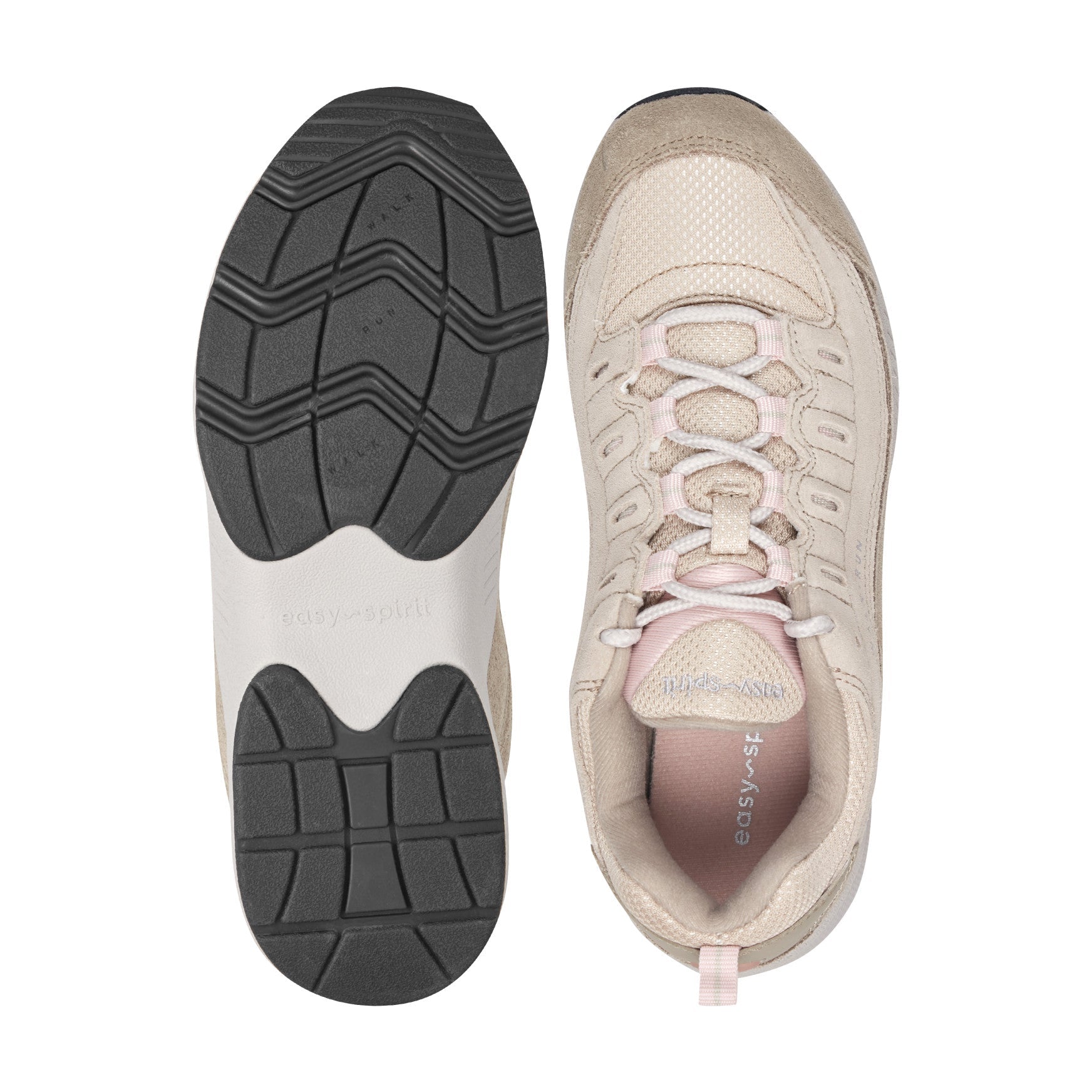 Easy Spirit Romy Walking Shoes - Natural/Pink Suede