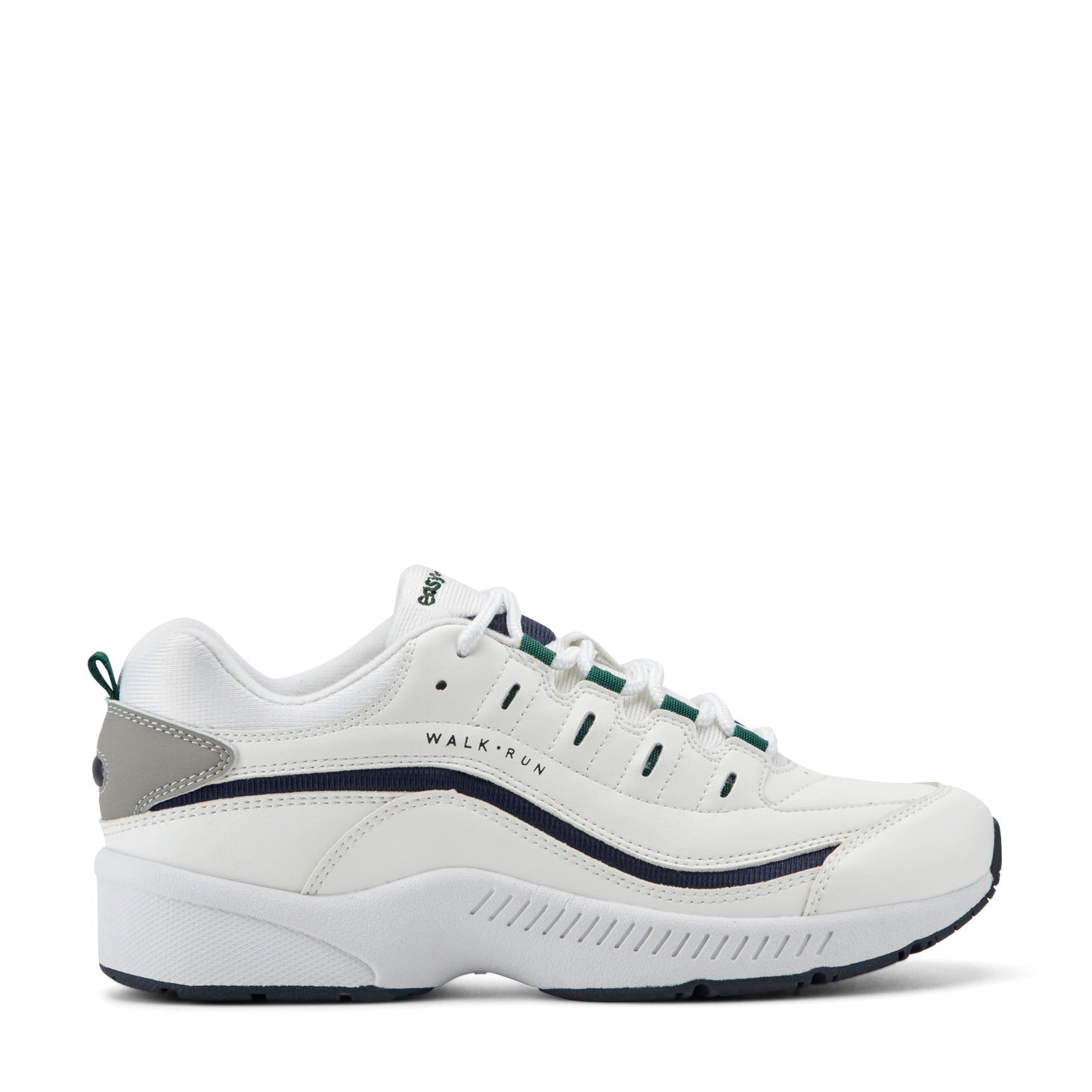 Easy Spirit Romy Leather Walking Shoes - White/Navy Leather