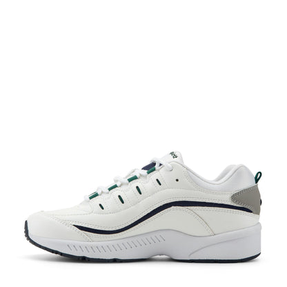 Easy Spirit Romy Leather Walking Shoes - White/Navy Leather