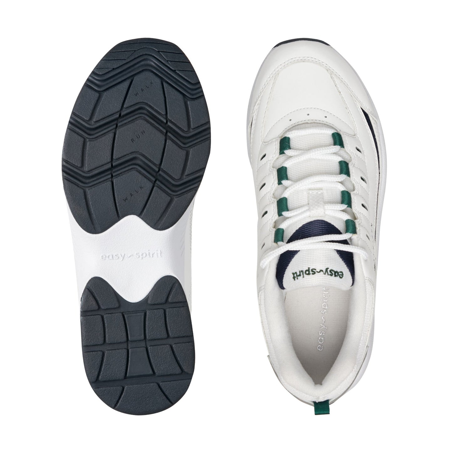 Easy Spirit Romy Leather Walking Shoes - White/Navy Leather
