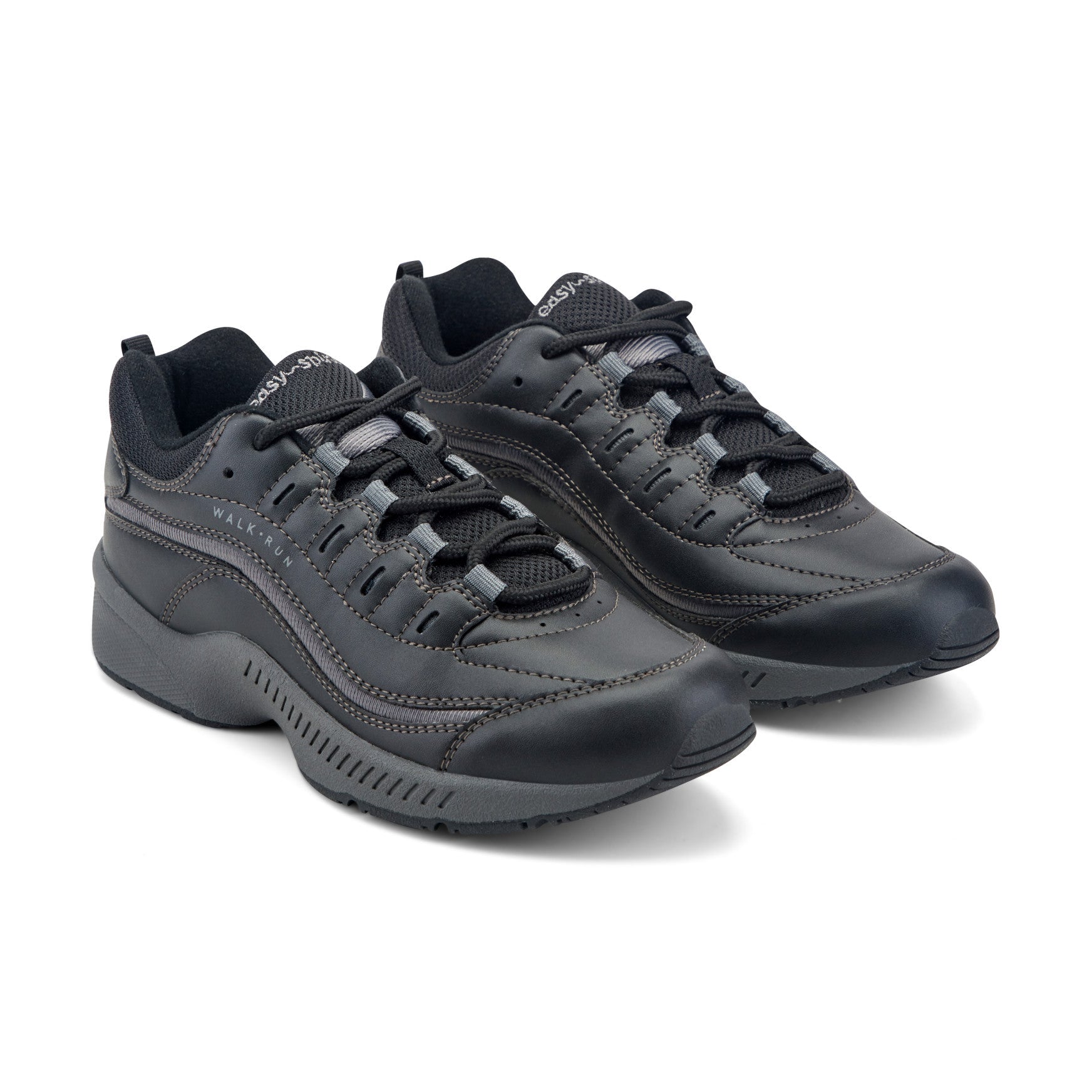Easy Spirit Romy Leather Walking Shoes - Black Leather