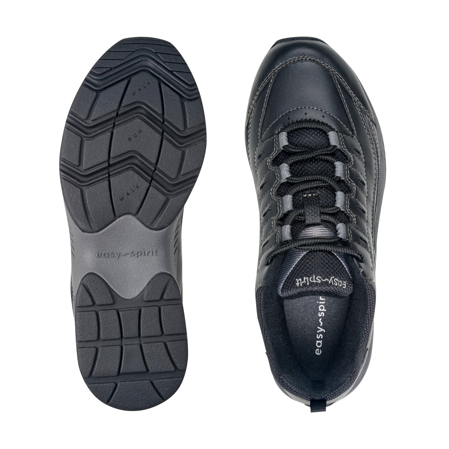 Easy Spirit Romy Leather Walking Shoes - Black Leather