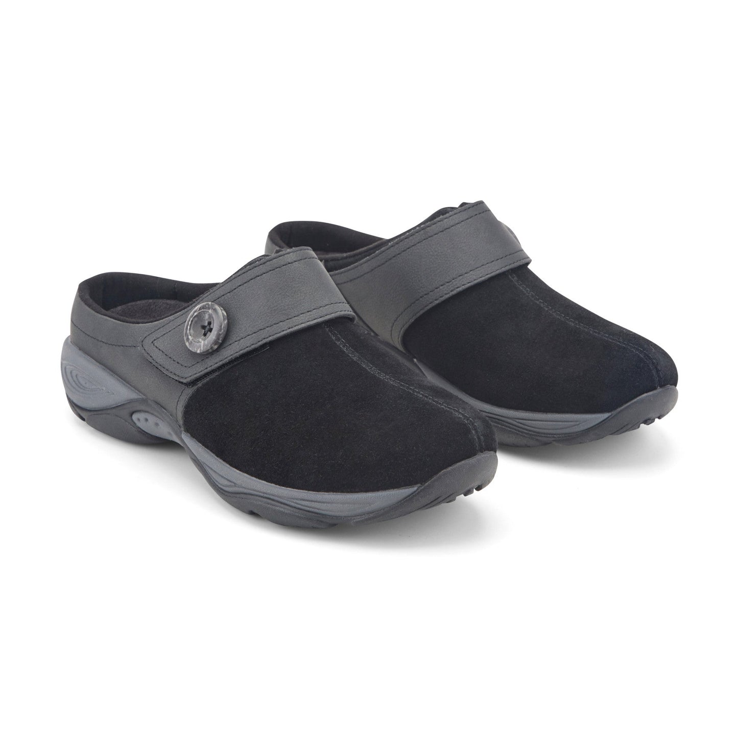 Easy Spirit Edline Slip On Casual Clogs - Black Suede