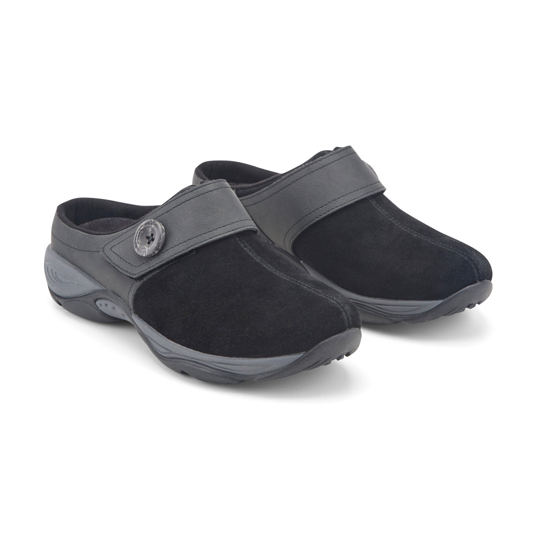 Easy Spirit Edline Slip On Casual Clogs - Black Suede