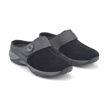 Easy Spirit Edline Slip On Casual Clogs - Black Suede