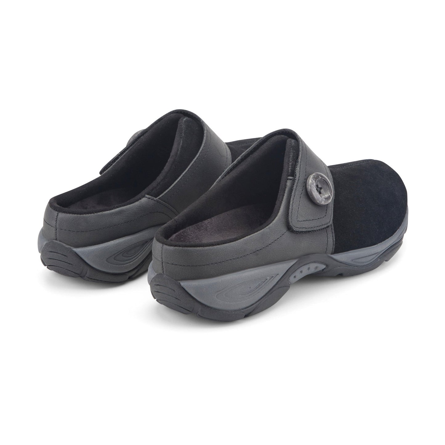 Easy Spirit Edline Slip On Casual Clogs - Black Suede