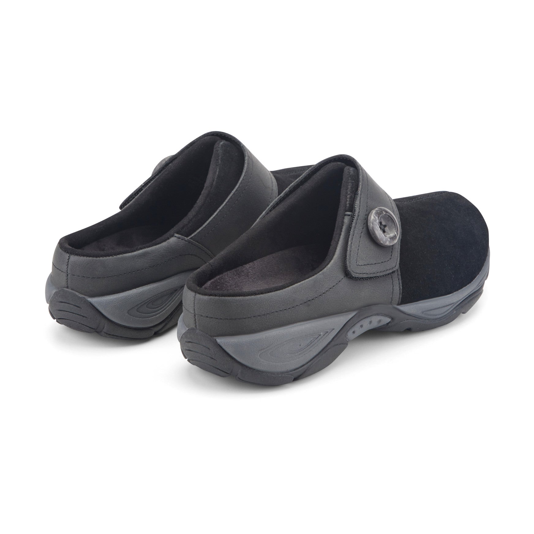 Easy Spirit Edline Slip On Casual Clogs - Black Suede
