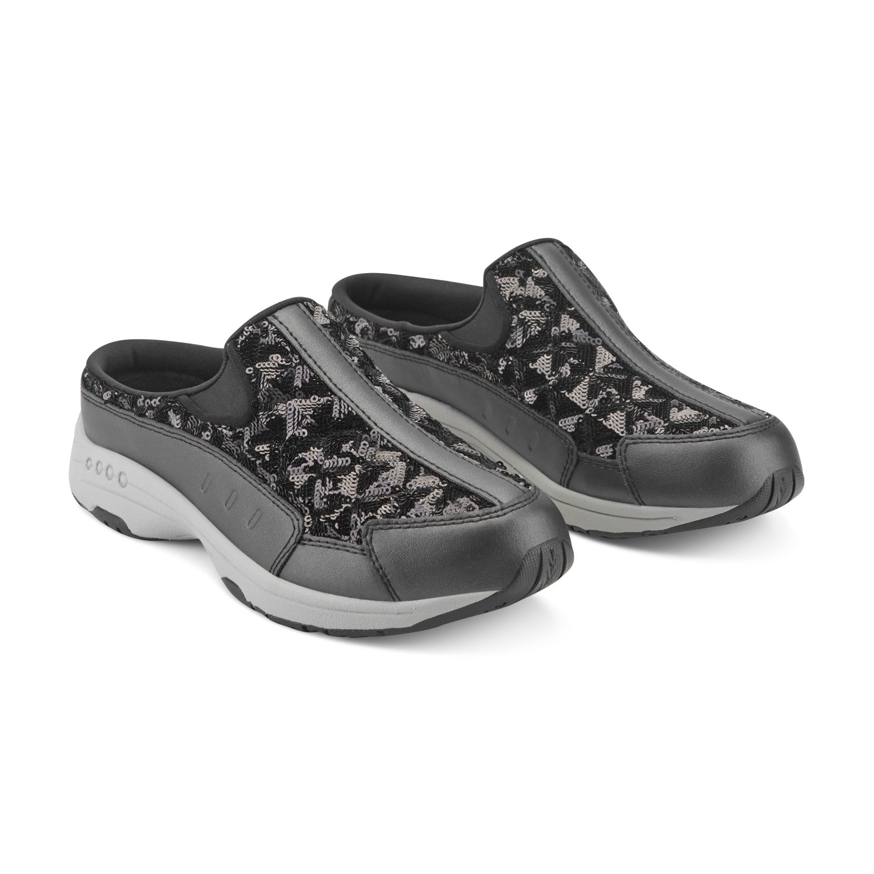 Easy Spirit Traveltime Clogs - Black Sequin