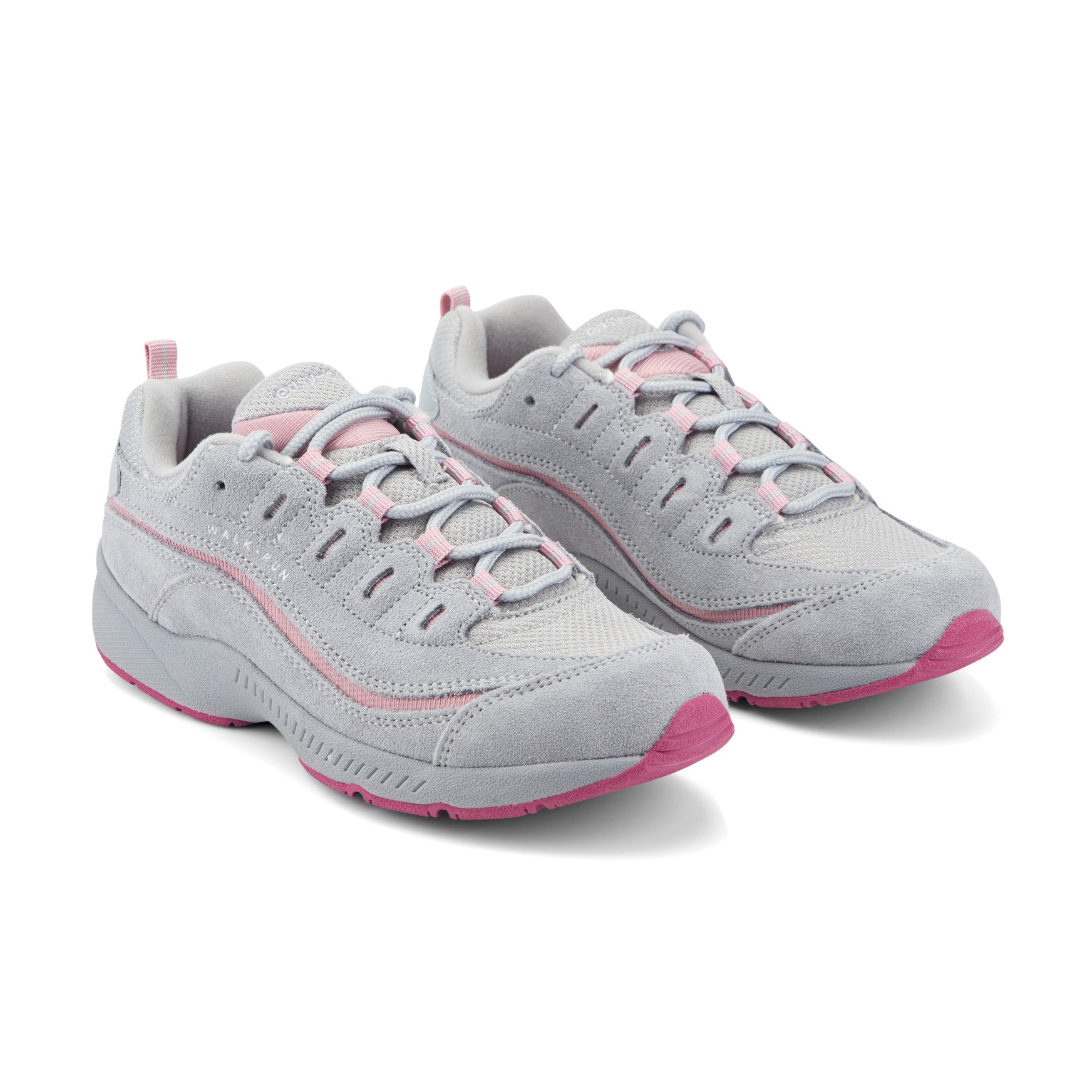 Easy Spirit Romy Walking Shoes - Grey/Pink Suede