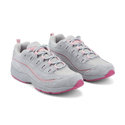 Easy Spirit Romy Walking Shoes - Grey/Pink Suede