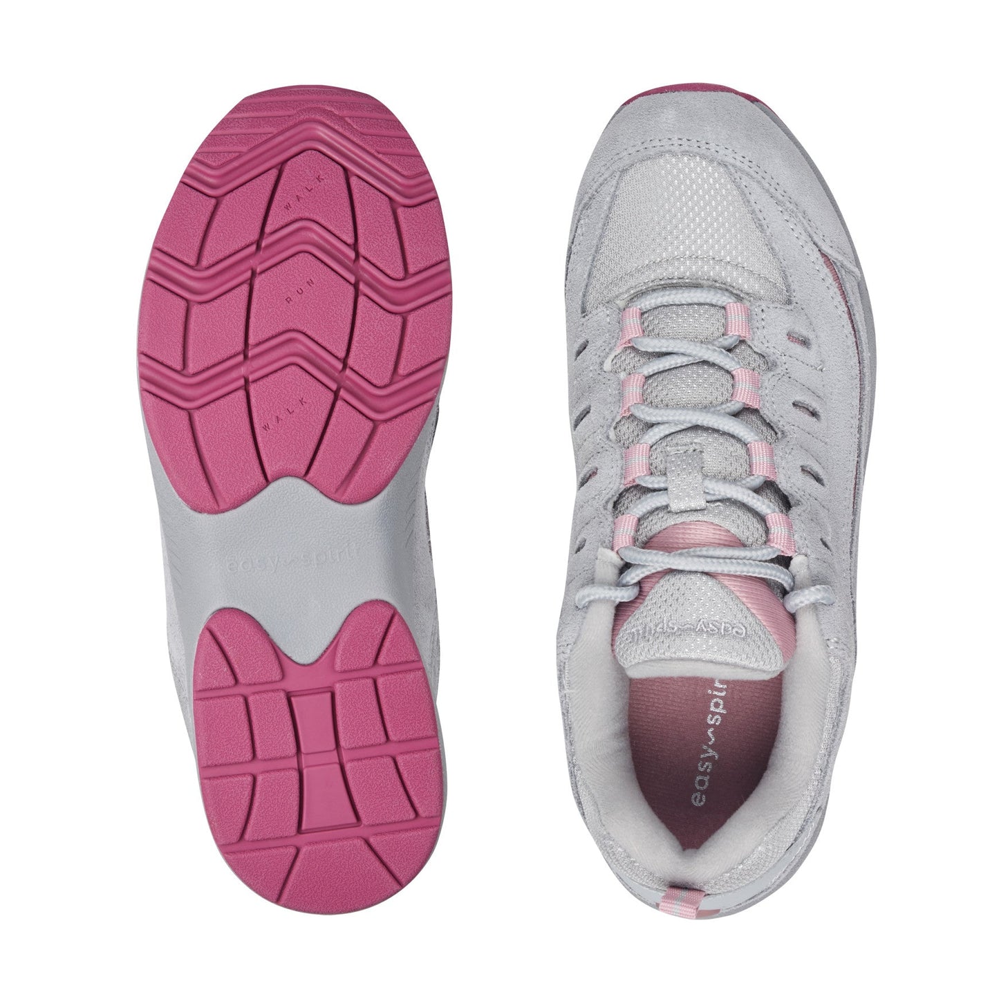 Easy Spirit Romy Walking Shoes - Grey/Pink Suede
