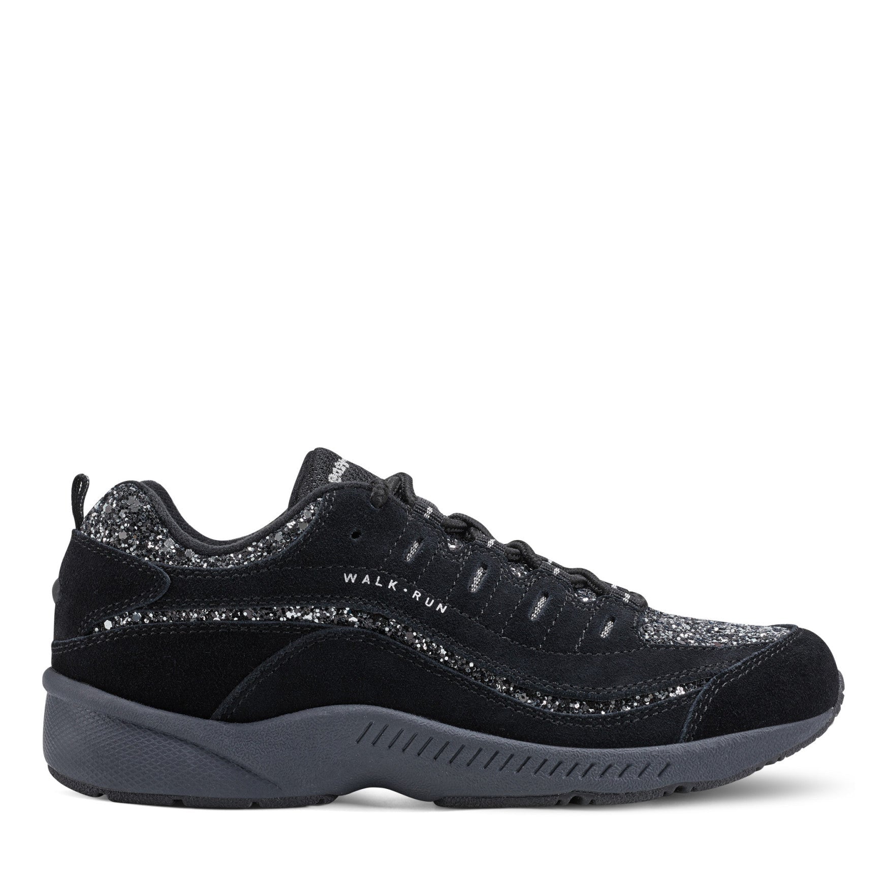 Easy Spirit Romy Walking Shoes - Black Silver Glitter