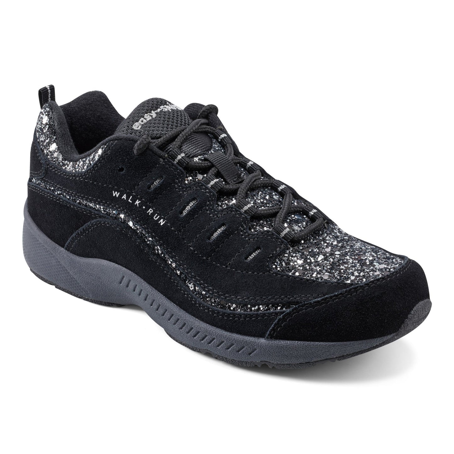 Easy Spirit Romy Walking Shoes - Black Silver Glitter