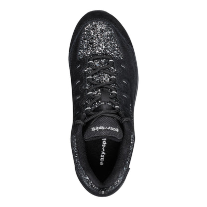 Easy Spirit Romy Walking Shoes - Black Silver Glitter