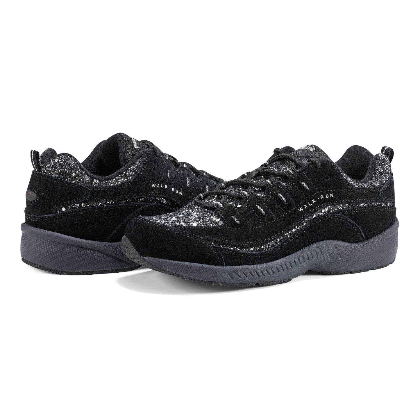 Easy Spirit Romy Walking Shoes - Black Silver Glitter