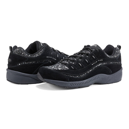 Easy Spirit Romy Walking Shoes - Black Silver Glitter