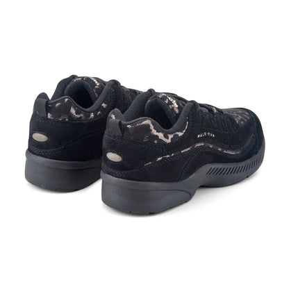 Easy Spirit Romy Walking Shoes - Black Suede/Leopard