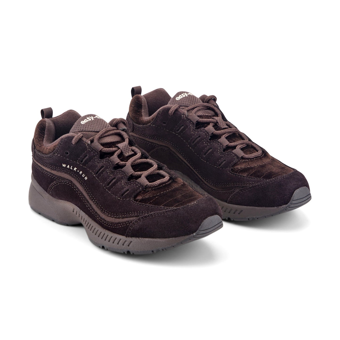 Easy Spirit Romy Walking Shoes - Dark Brown Suede