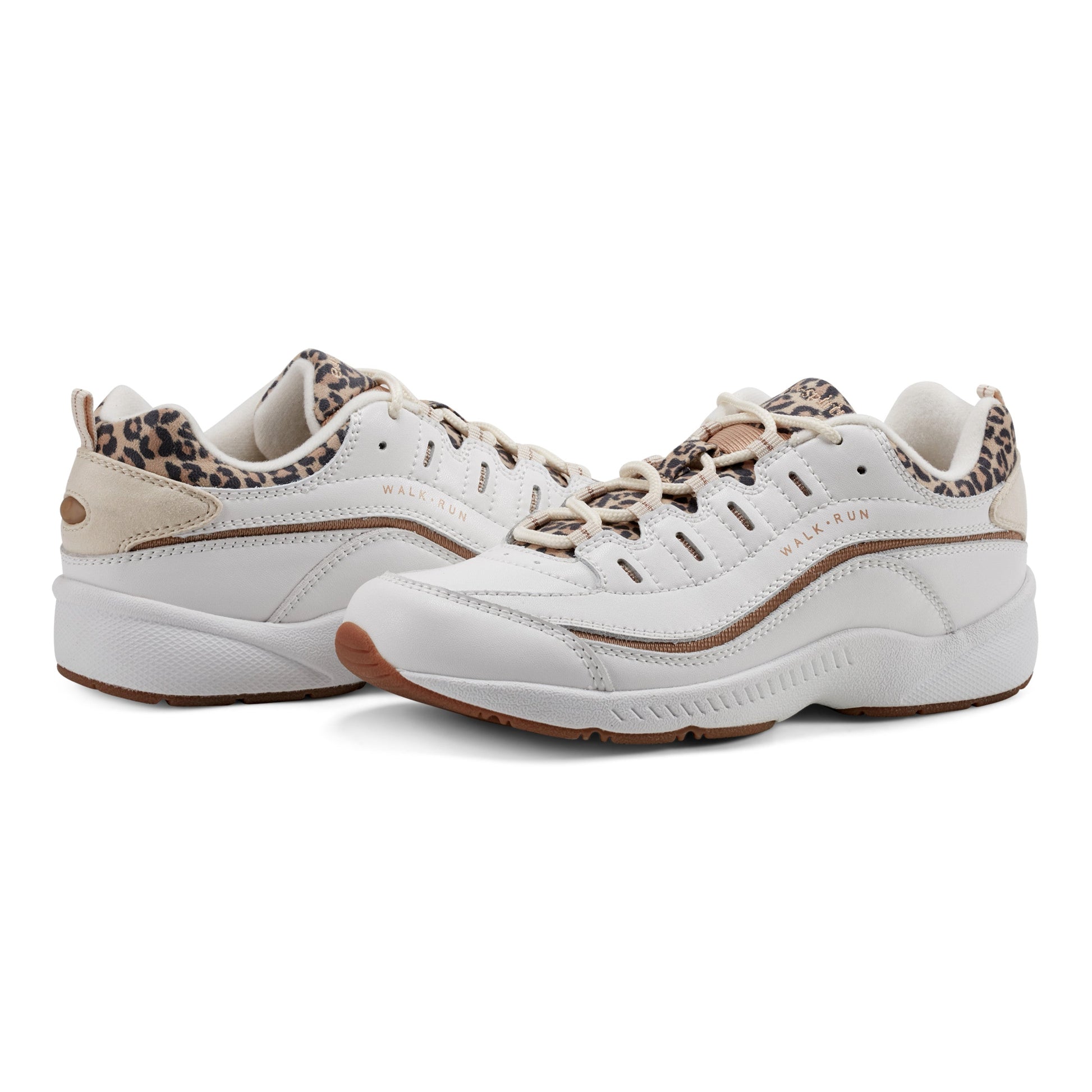Easy Spirit Romy Walking Shoes - White Leopard