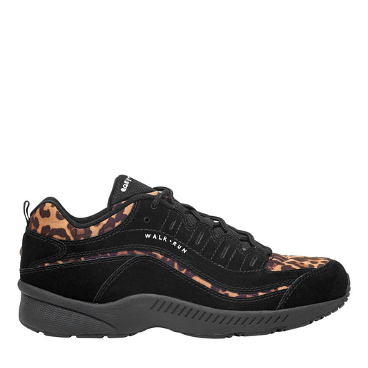 Easy Spirit Romy Suede Walking Shoe - Black Leopard Suede