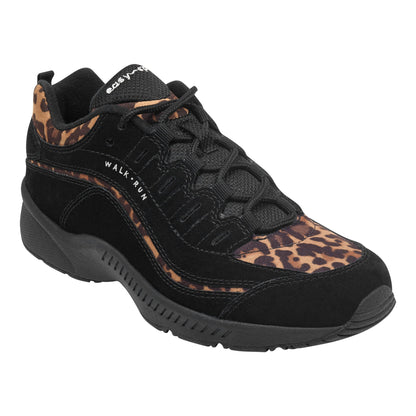 Easy Spirit Romy Suede Walking Shoe - Black Leopard Suede