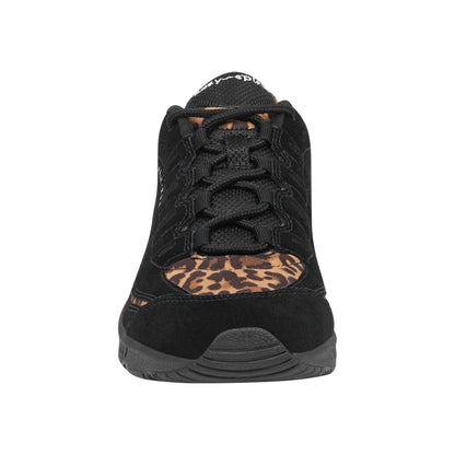 Easy Spirit Romy Suede Walking Shoe - Black Leopard Suede