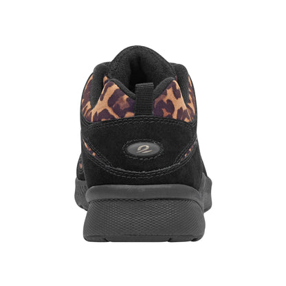 Easy Spirit Romy Suede Walking Shoe - Black Leopard Suede