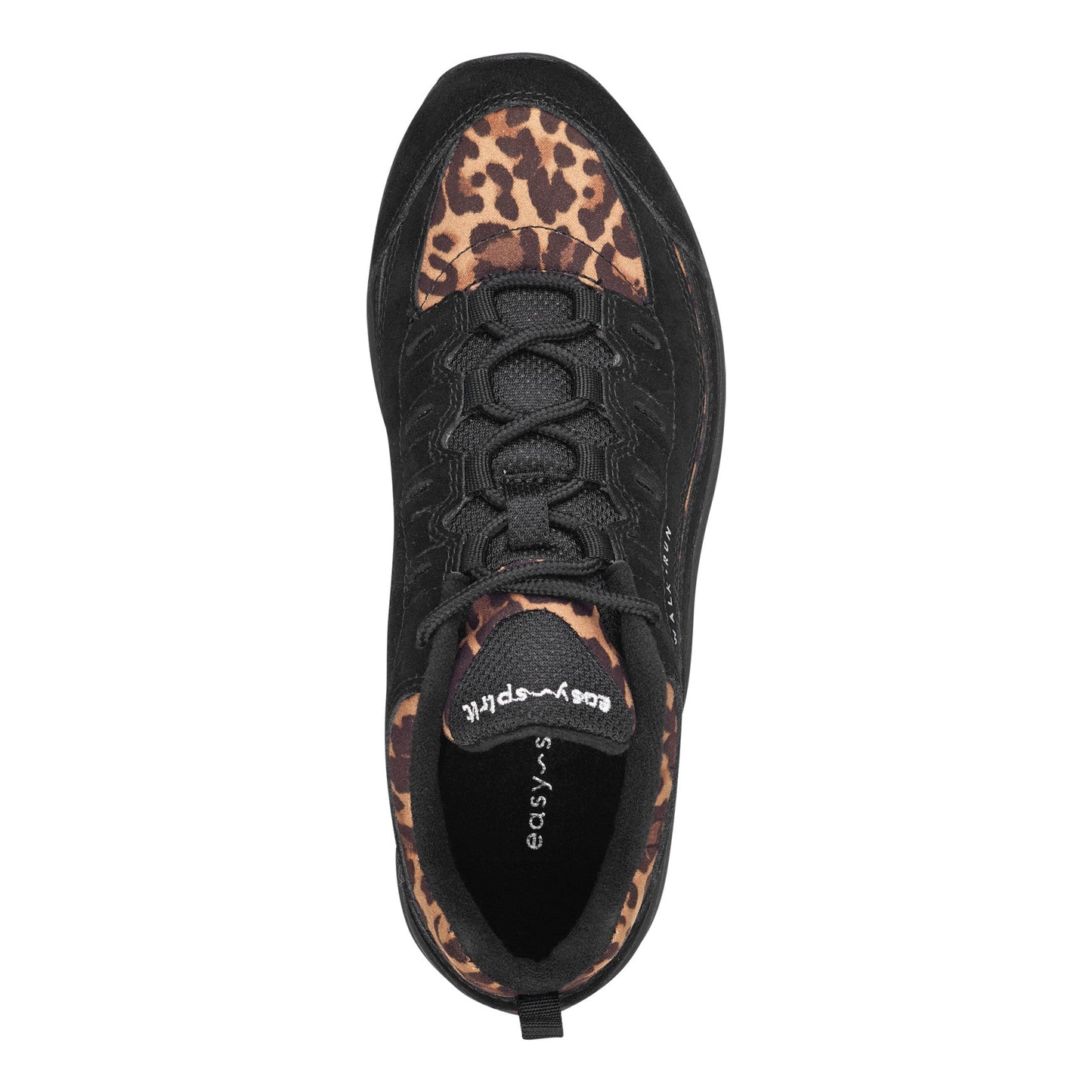 Easy Spirit Romy Suede Walking Shoe - Black Leopard Suede