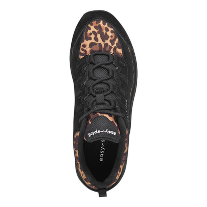 Easy Spirit Romy Suede Walking Shoe - Black Leopard Suede