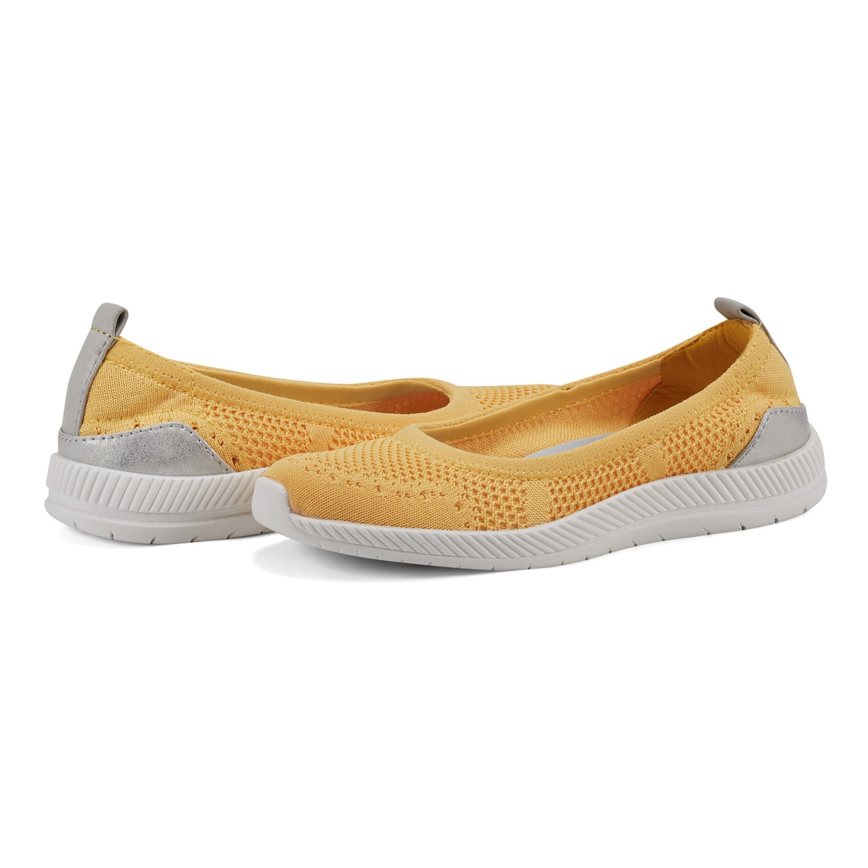 Easy Spirit Glitz Walking Shoes - Yellow Knit