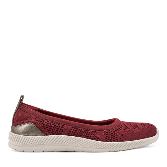 Easy Spirit Glitz Walking Shoes - Dark Red Knit