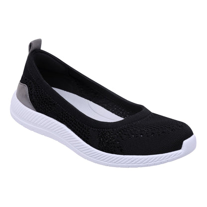 Easy Spirit Glitz Walking Shoes - Black Knit