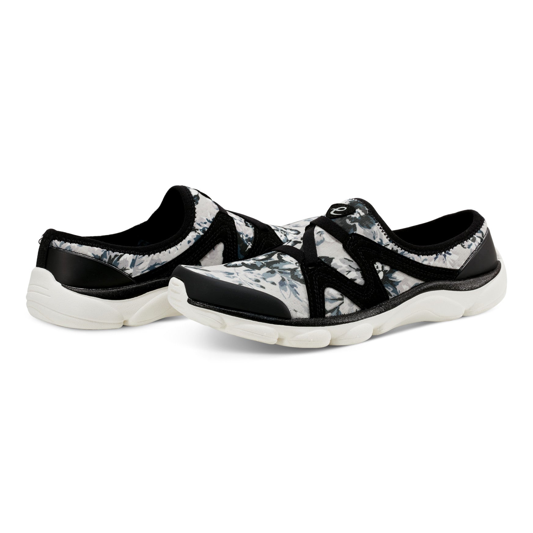 Easy Spirit Riptide Clogs - Black/White Floral