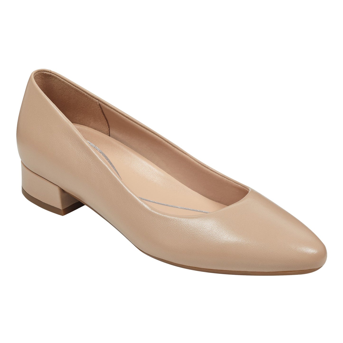 Easy Spirit Caldise Leather Low Heel Dress Shoes - Lite Latte Leather